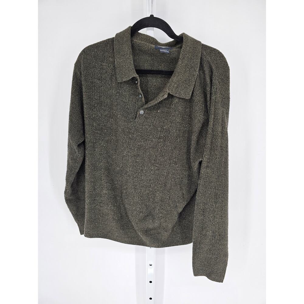 DOCKERS Men's Gray Long Sleeve Collared Knitted Acrylic Sweater Size M/M